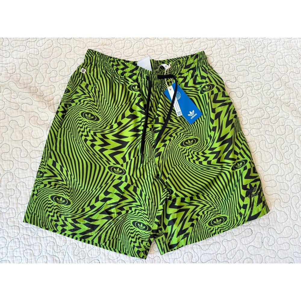 Adidas Originals AOP Shorts Mens Small Semi Solar Green Black Psychedelic
